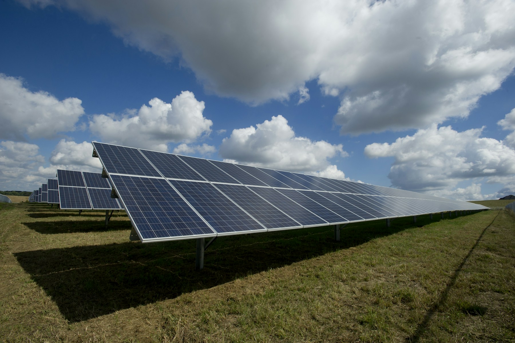 Solar panels at a solar energy installation.
